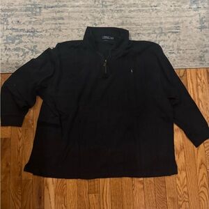 Ralph Lauren 3XB Black Estate Rib Quarter Zip Sweater Big and Tall